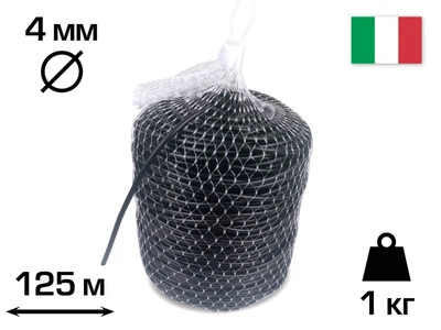 Кембрик, пластикова зав`язка, ЧОРНА, 4мм, EXTRA, 125 м. CORDIOLI (23FIPEGRVN4)