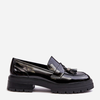 Loafersy damskie lakierowane Velenase 36 Czarne (5905677955835)