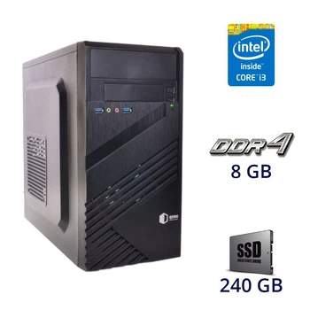 Игровой ПК QUBE QB05M U3 Tower / Intel Core i3-9100F (4 ядра по 3.6 - 4.2 GHz) / 8 GB DDR4 / 240 GB SSD / nVidia GeForce GT 1030, 2 GB GDDR5, 64-bit / 400W