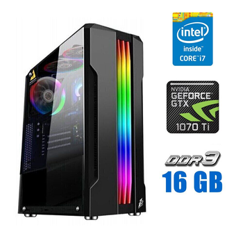 Игровой ПК Tower NEW / Intel Core i7-2600K (4 (8) ядра по 3.4 - 3.8 GHz) / 16 GB DDR3 NEW / 240 GB SSD NEW / nVidia GeForce GTX 1070 Ti, 8 GB GDDR5, 256-bit / 600W NEW б/у