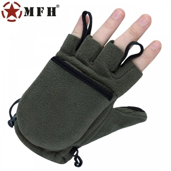 Военные флисовые перчатки - варежки MFH Германия, олива/хаки, р-р. XXL
