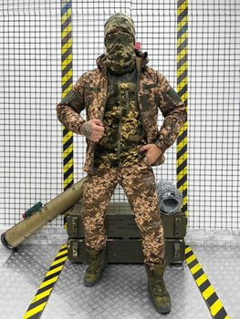Тактичний теплий військовий комплект Mission ( Куртка + Фліска + Штани ), Камуфляж: Піксель, Розмір: M