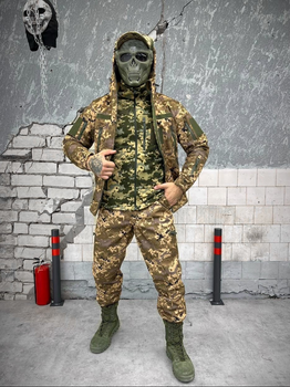 Тактичний теплий військовий комплект Shark ( Куртка + Фліска + Штани ), Камуфляж: Піксель, Розмір: S