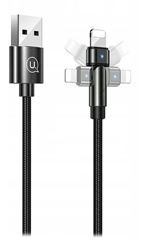 Плетений поворотний кабель Usams USB - Apple Lightning 1 м Black (6958444929248)