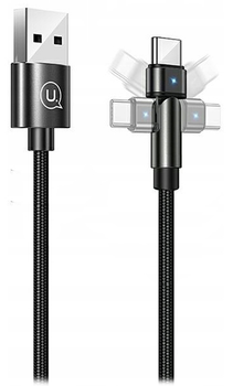 Плетений поворотний кабель Usams USB - USB Type-C 1 м Black (6958444929262)