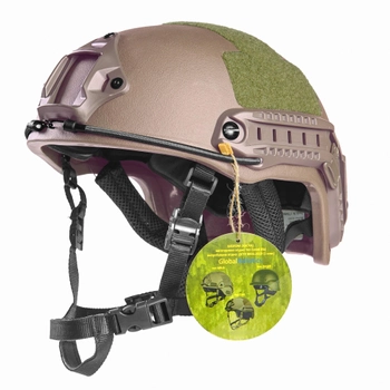 Шлем каска тактическая Global Ballistics с системой Wendy FAST Future Assault Helmet NIJ IIIA Олива M-L в цвете темный койот