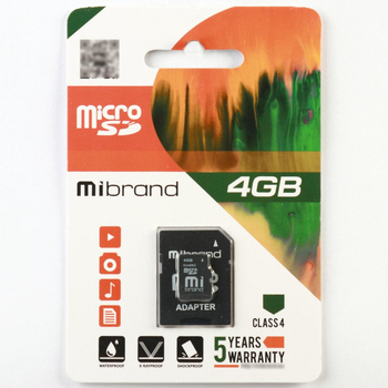 MicroSDHC Mibrand 4Gb class 4 (adapter SD)