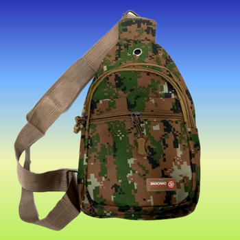 Мужской рюкзак-слинг через плечо с принтом темный пиксель , сумка тактическая однолямочная 28х16х6 см