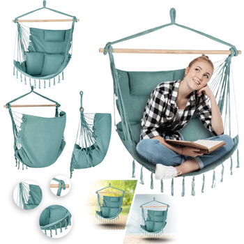 Бразильське крісло-гамак Outtec Boho XXL зелене для саду кемпінгу зручне