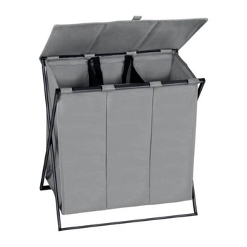 Корзина для белья EASY HOME, 100% полиэстер, алюминий, светло-серый, черный