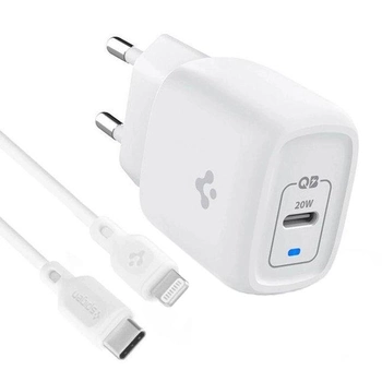 Мережевий зарядний пристрій Spigen PE2C10CL PD20 W USB-C + кабель lightning White (8809896743471)