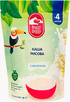 Молочна каша Biggi Diggi рисова для дітей з 4 місяців 200 г (8606019651916)
