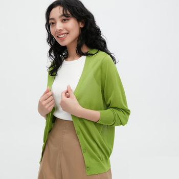 Кардиган Uniqlo LIGHT V NECK розмір S зелений (454767)