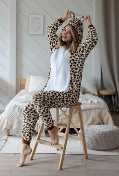 Пижама кигуруми Kigurumi Женская Леопард Коричневый размер XL 175-185 см (103941)