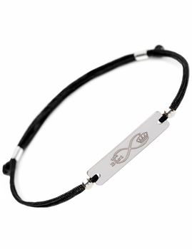 Срібний браслет Family Tree Jewelry Line на чорній шовковій нитці The Best