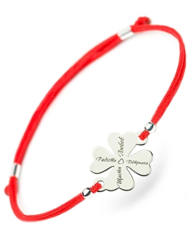 Серебряный браслет Family Tree Jewelry Line красная нить Четырёхлистный клевер «Радість, любов, підтримка, щастя»