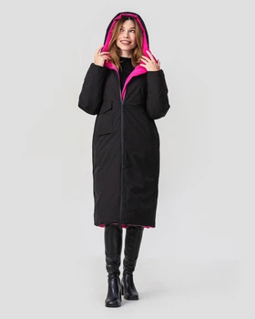 Куртка двостороння жіноча зимова Біо-пух DuPont Sorona original ICEbear 3857 46 чорний 38573