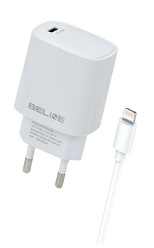 Мережевий зарядний пристрій Beline 20 W 1 x USB Type-C + кабель lightning PD 3.0 White (5905359813330)