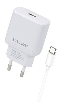 Мережевий зарядний пристрій Beline 30 W 1 x USB Type-C + кабель USB Type-C PD 3.0 GaN White (5905359813477)