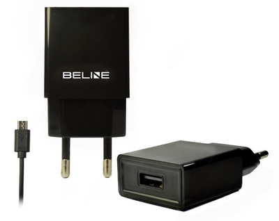 Мережевий зарядний пристрій Beline 1 x USB + micro-USB 1 A Black (5900168331242)