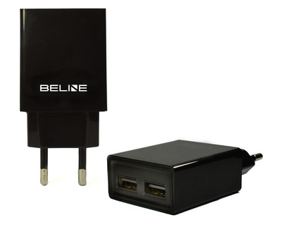 Мережевий зарядний пристрій Beline 2 x USB 2 A Black (5900168331280)