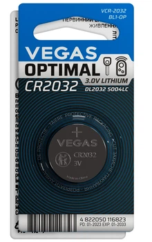 Батарейка VEGAS CR2032 літієва 1шт. Optimal