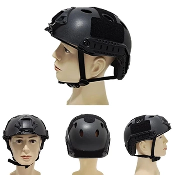 Спортивний захисний шолом Fast для страйкболу та тренувань у стилі SWAT з отворами Чорний (1011-336-02)