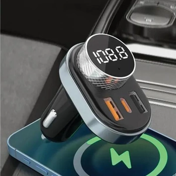 Автомобільний трансмітер FM Awei C-843, Bluetooth 5.0, MP3, USB + USB-C Black (6954284005401)