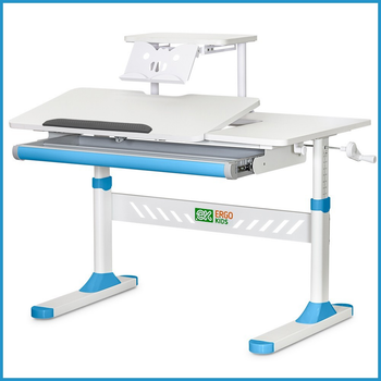 Детский стол Evo-Kids TH-310 с полкой Blue Белый / Голубой (TH-310 W/BL+ BD-S30 BL)