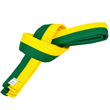 Пояс для кимоно двухцветный желто-зеленый Zelart Heroe 7256 длина 240см Yellow-Green