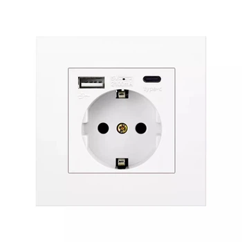 Розетка Coswall USB и Type-C портами для зарядки белая