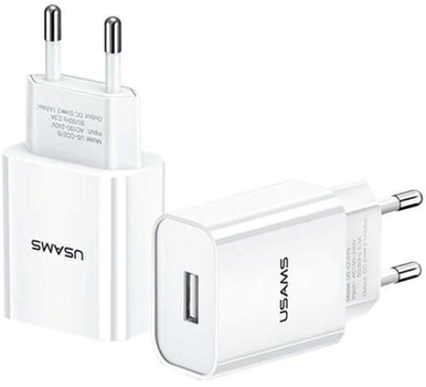 Ładowarka sieciowa Usams T18 USB 2.1 A Fast Charging biała (6958444968049)