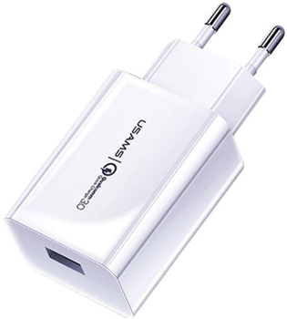 Мережевий зарядний пристрій Usams US-CC083 T22 USB 18W Fast Charging White (6958444970127)