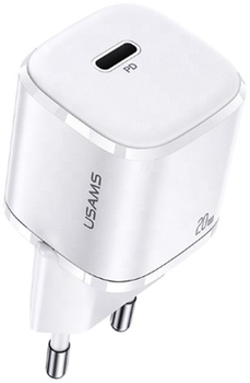 Мережевий зарядний пристрій Usams US-CC124 T36 USB-C mini 20W PD 3.0 Fast Charging White (6958444929644)