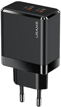 Ładowarka sieciowa Usams US-CC172 T54 2xUSB-C GaN 40W PD Fast Charging czarna (6958444902760)