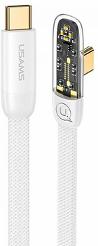 Kabel kątowy Usams Iceflake Series Fast Charging PD USB Type-C - USB Type-C 100 W 1.2 m Biały (6958444902388)