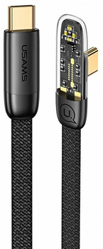 Kabel kątowy Usams Iceflake Series Fast Charging PD USB Type-C - USB Type-C 100 W 1.2 m Czarny (6958444902371)