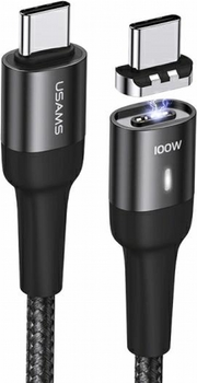 Kabel magnetyczny Usams U58 Fast Charge PD USB Type-C - USB Type-C 5 A 100 W 1.5 m pleciony Czarny (6958444923048)