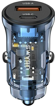 Автомобільний зарядний пристрій Usams C32 30W Fast Charge Blue (6958444901411)