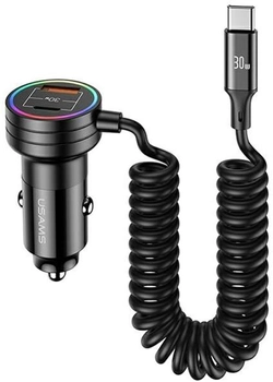 Автомобільний зарядний пристрій Usams C33 60W + кабель Fast Charge Black (6958444902470)
