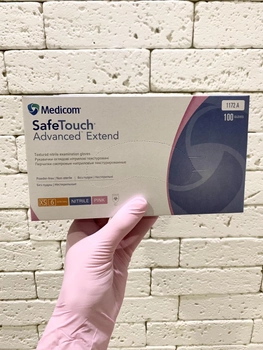 Нітрилові рукавички Medicom, SafeTouch Pink розмір XS блакитні 100 шт