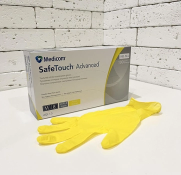 Нітрилові рукавички Medicom SafeTouch розмір M жовті 100 шт