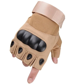 Військові штурмові рукавички без пальців Combat похідні захисні армійські Пісочний L (2399902) Kali