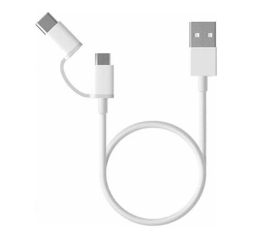 Кабель Mi 2-в-1 microUSB + type-c 1 метр белый - SJV4082TY