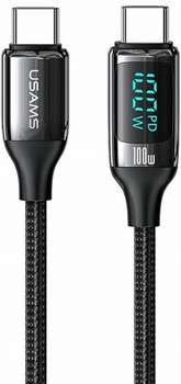 Кабель Usams U78 USB Type-C на USB Type-C LED 100 W Fast Charging 2 м Black (SJ558USB01) (6958444978000)