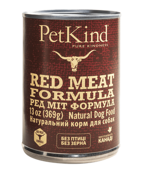 Влажный беззерновой корм PetKind (ПетКайнд) Dog Grain Free Red Meat Formula All Life Stages All Breeds для собак всех возрастов и всех пород с мясом говядины, ягнёнка и говяжьим рубцом 369 г (арт Pk00580)