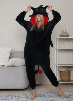 Піжама кігурумі Kigurumi Жіноча Дракон Беззубик Чорний розмір L 165-175 см (107241)