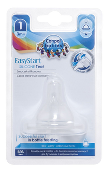 Соска силіконова до пляшечок з широким отвором EasyStart повільна 1 шт Canpol Babies (5903407217208)