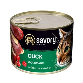 Вологий корм для кішок Savory Cat Can Adult 200 г, з качкою