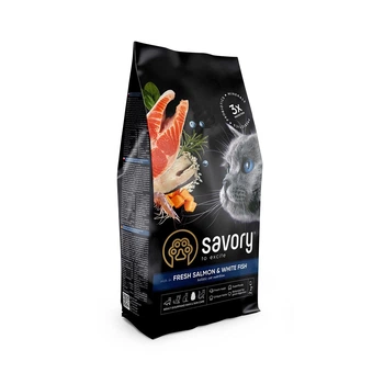 Корм для кошек с длинной шерстью Savory Gourmand Fresh Salmon & White Fish 2 кг, с лососем